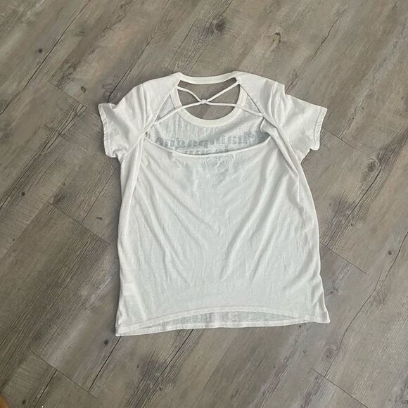 Chaser White “Champagne is my happy place” T-shirt with Open Back - Picture 8 of 9